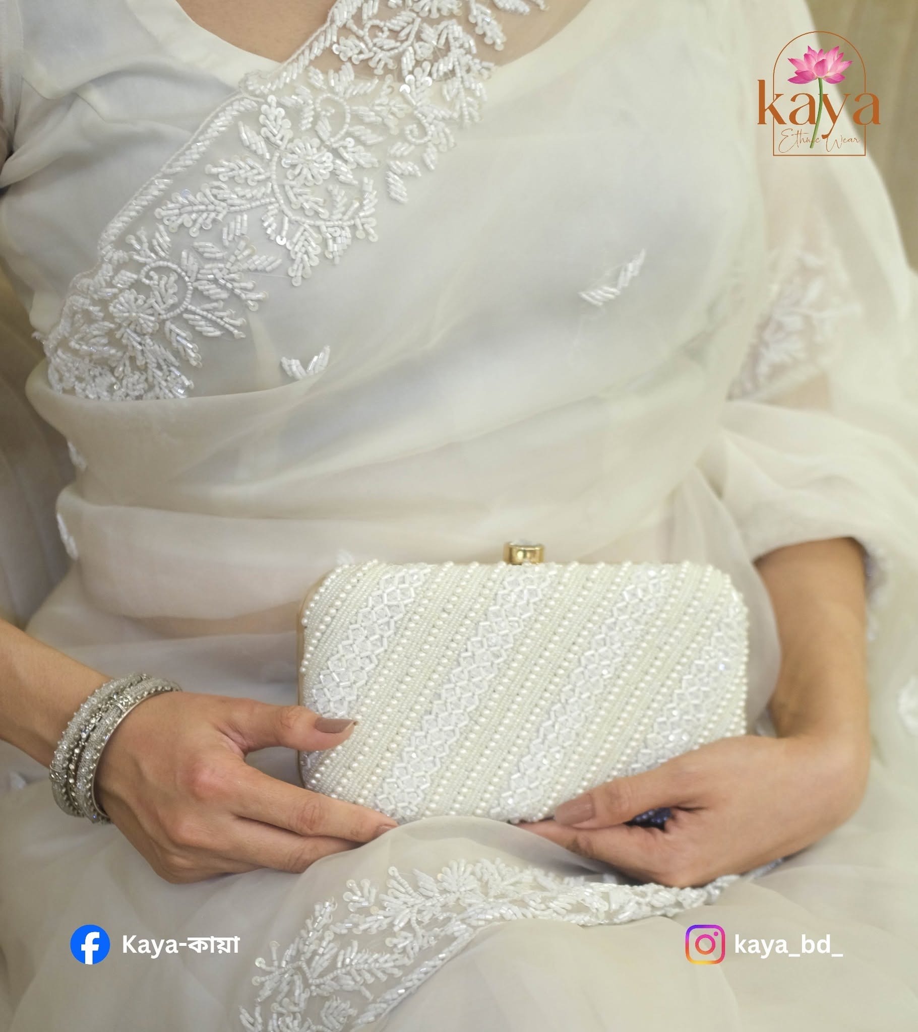 White Dream Timeless Rajshahi Muslin Silk Saree