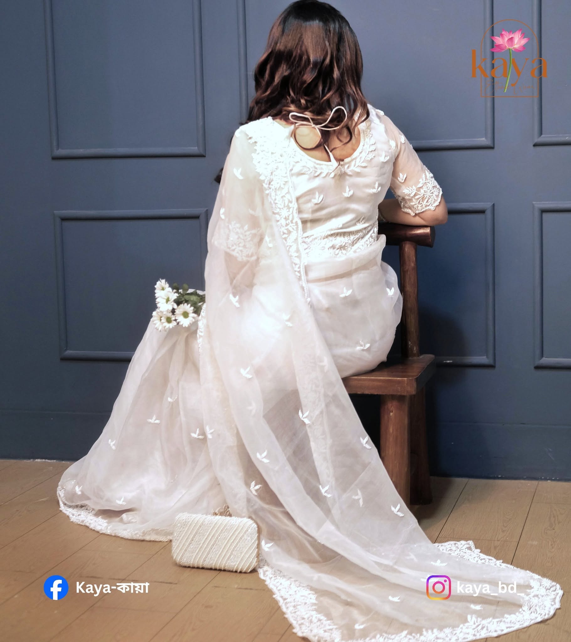 White Dream Timeless Rajshahi Muslin Silk Saree - View 9